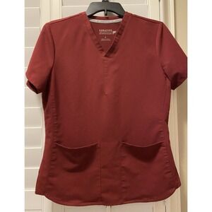 Fabletics Scrub Top Women's Feel Good Performance Method‎ Two Pocket Wine Small